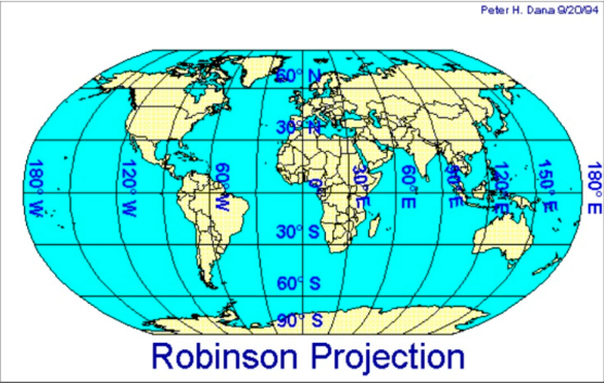 <p>A type of map projection that preserves none of the four spatial properties (shape, area, distance, or direction) but distorts all of them slightly to minimize overall distortion.</p>
