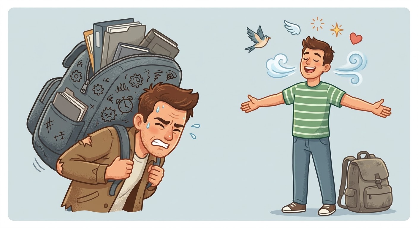 <p>It's a weight off my shoulders.</p><p class="has-focus">Example</p><p class="has-focus is-empty">I finally told my parents the truth. It was such a weight off my shoulders.</p>