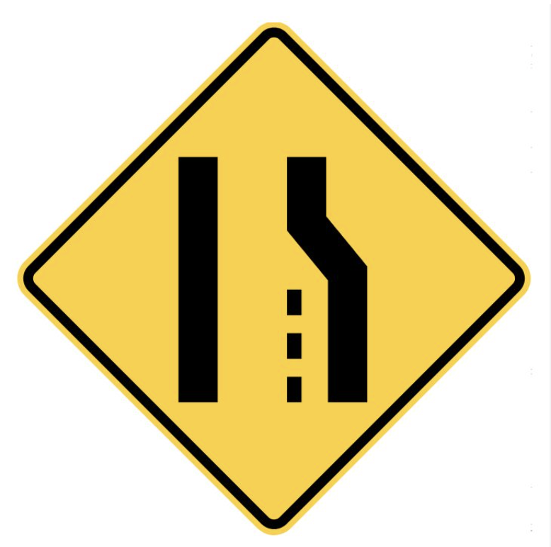<p>Reduction in Lanes Sign</p>