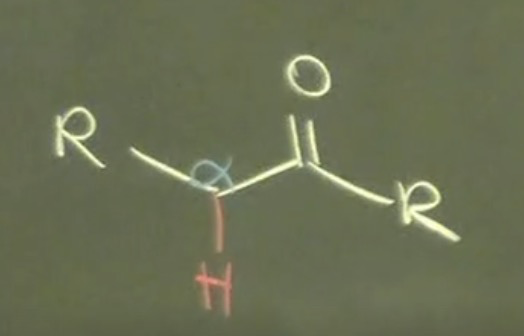 <p>pKa of alpha to a ketone / aldehyde </p>