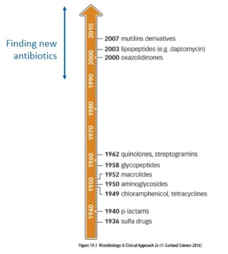 <ul><li><p>many compounds which were found in libraries were unable to penetrate the bacterial cell because of impermeable cell envelope</p></li><li><p>characteristics of antibiotics are different</p><ul><li><p>need to penetrate bacterial cell envelope (less soluble)</p></li><li><p>structures are more complex (larger)</p></li></ul></li></ul><p></p>