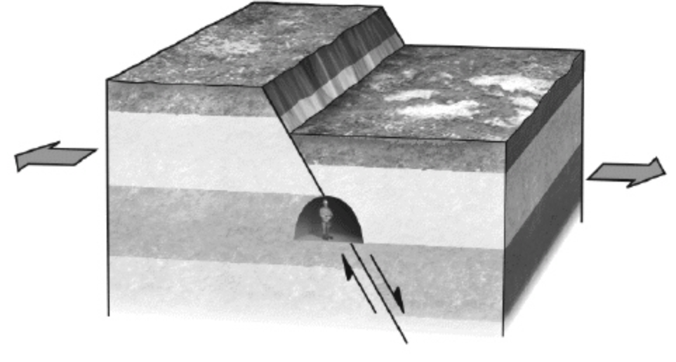 <p><span>During an earthquake, if a hanging wall slides downward relative to a footwall, the fault is termed a ________ fault. Refer to the figure for an example of such a feature.</span></p>