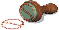 <p>to give official approval to a law, plan, decision, etc., especially without considering it carefully, approving pre-made decisions.</p>