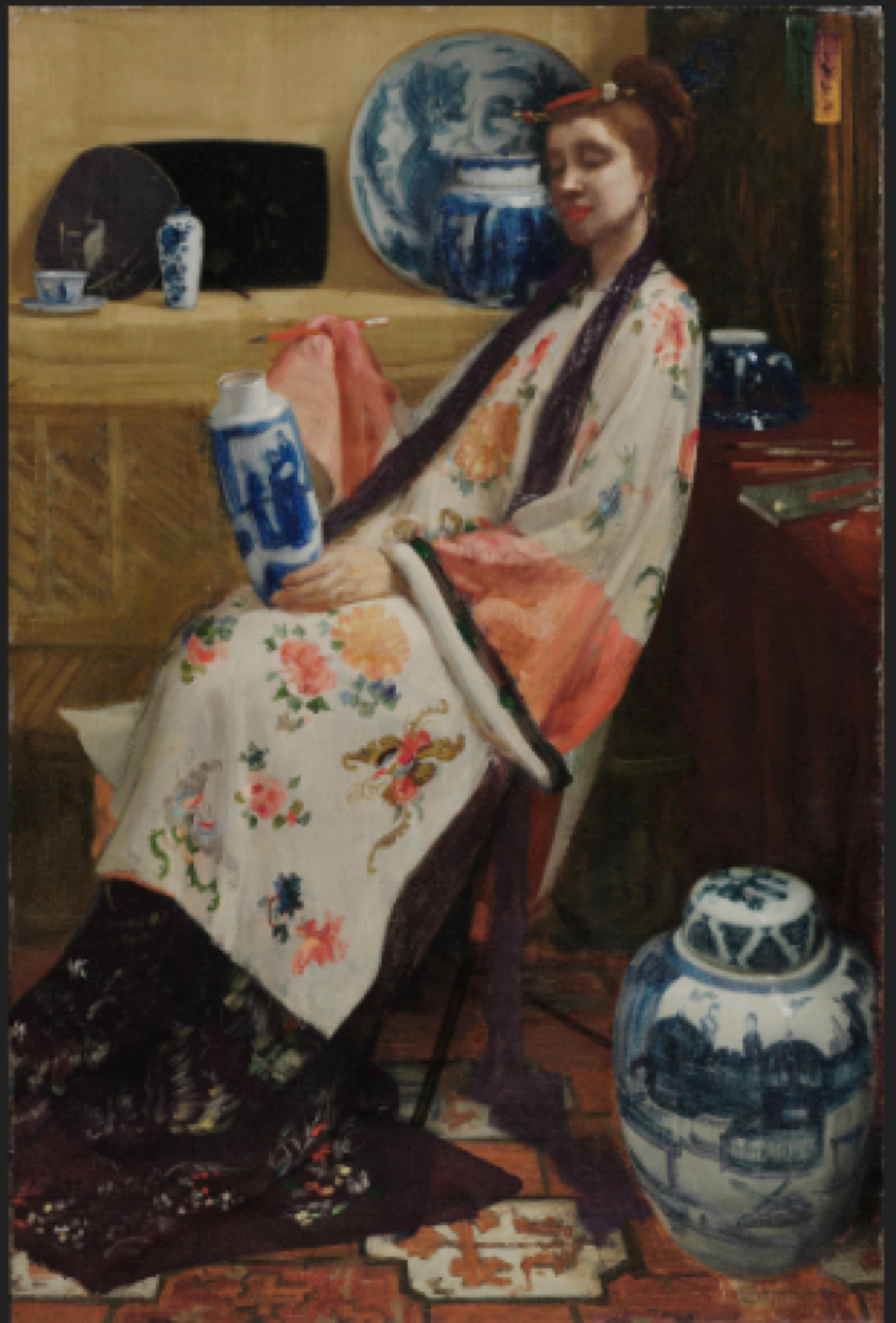 <p>Describe the overall composition of the Purple and Roses and its significance </p>