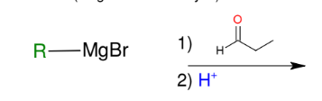 <p>Formation of alcohols from Grignard (forming 2° alcohols)</p>
