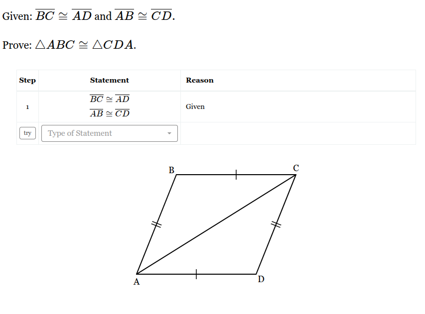<p>Fill out the rest of the statement/reason table to prove the triangles are similar</p>