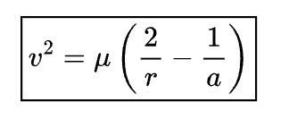 <p>donne la vitesse <span style="font-size: medium;">en n'importe quel point d'une orbite connaissant r et a</span></p>