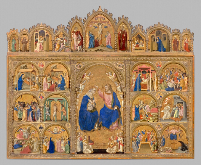 <p>Coronation of the Virgin Altarpiece polyptych(1344), Guariento di Arpo</p>