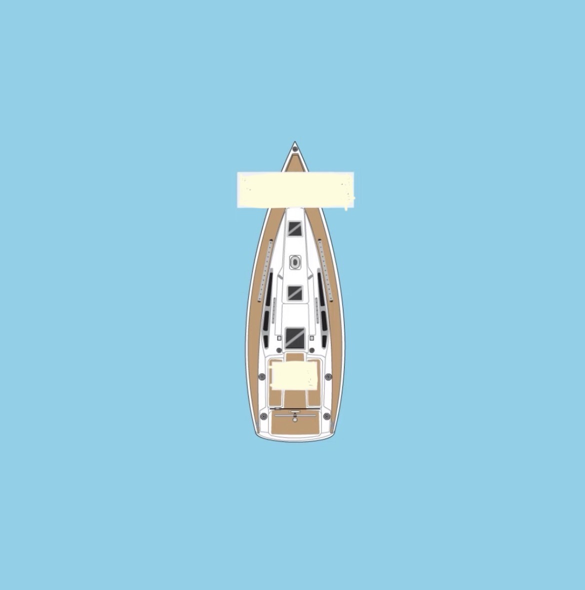 <p>Toward the front of the boat/ toward the back of the boat</p>
