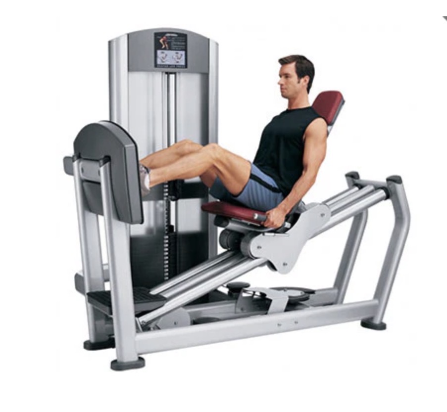 <p>Seated leg press pin select machine target muscle and joint action</p>