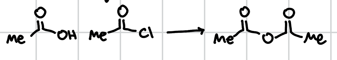 <p>carboxylic acid to anhydride</p>