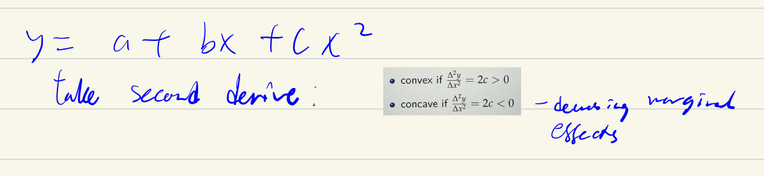 <p>Can regress on x + x<sup>2</sup> + x<sup>3</sup>…to see if coefficient is stats sig - if is then likely that type of relation<br>Need to still meet as1: linearity</p>
