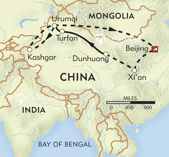 <p>A city located at the western edge of China where the Silk Roads crossed.  A thriving center of trade that produced its own textiles, rugs, leather goods, and pottery.  Depended on the Kashgar river, but it was also a center of Islamic scholarship.</p>