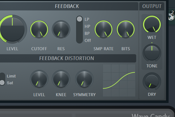 <p>If the Dry Knob is at 0% You will only hear the ?’s themselves</p>