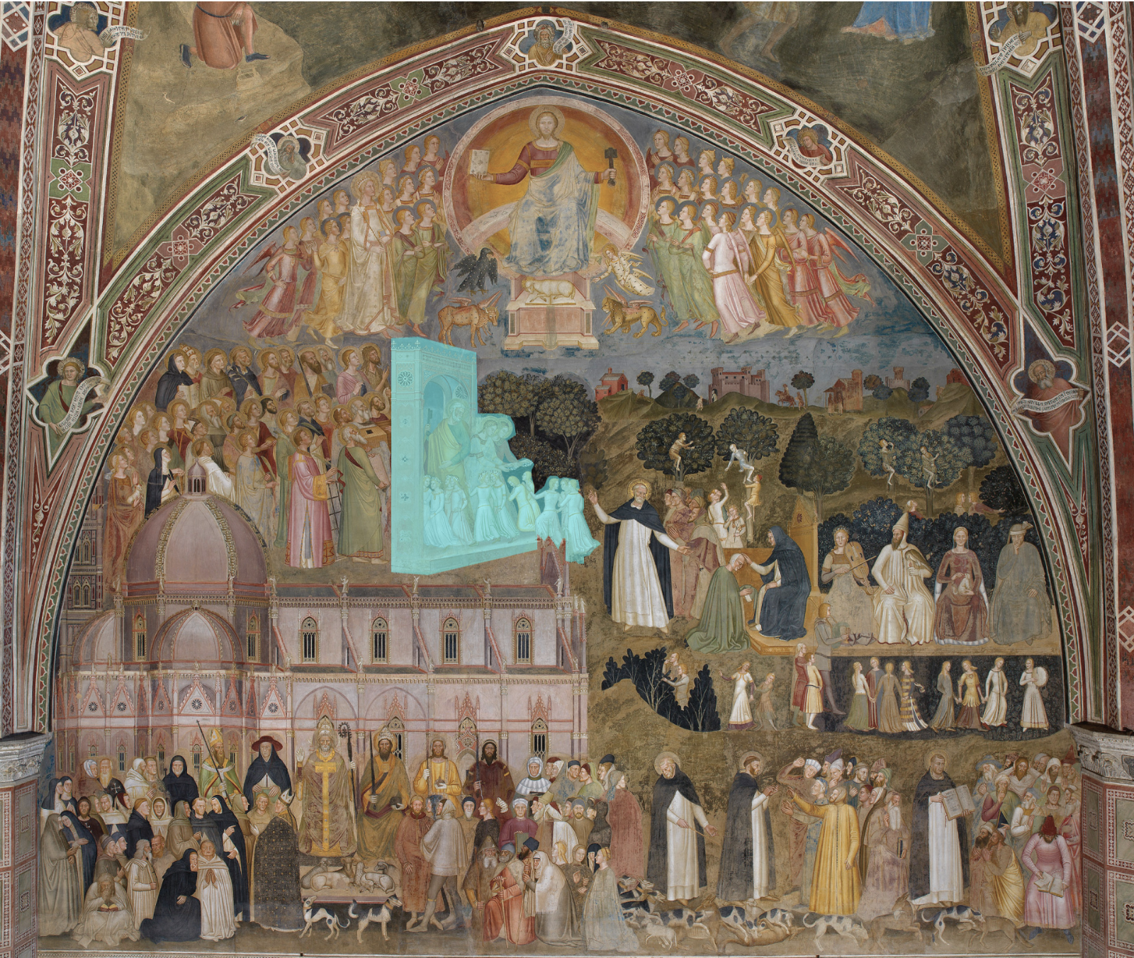 <p>Correctly label the area(s) on the artwork “The Way of Salvation” by Andrea di Bonaiuto</p>