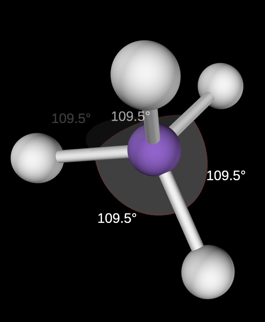 <p>Represents a molecule with $$4$$ domains ($$4$$ bonded atoms, $$0$$ lone pairs), tetrahedral molecular shape, tetrahedral electron geometry, $$sp^3$$ hybridization, bond angle of $$109.5^\text{o}$$, and example $$SiCl_4$$.</p>