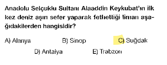 <p>Karadeniz'in kuzeyinde (Kırım'da) bulunur. Selçuklu'nun ticari gücünü deniz ötesine taşıdığının kanıtıdır.</p>
