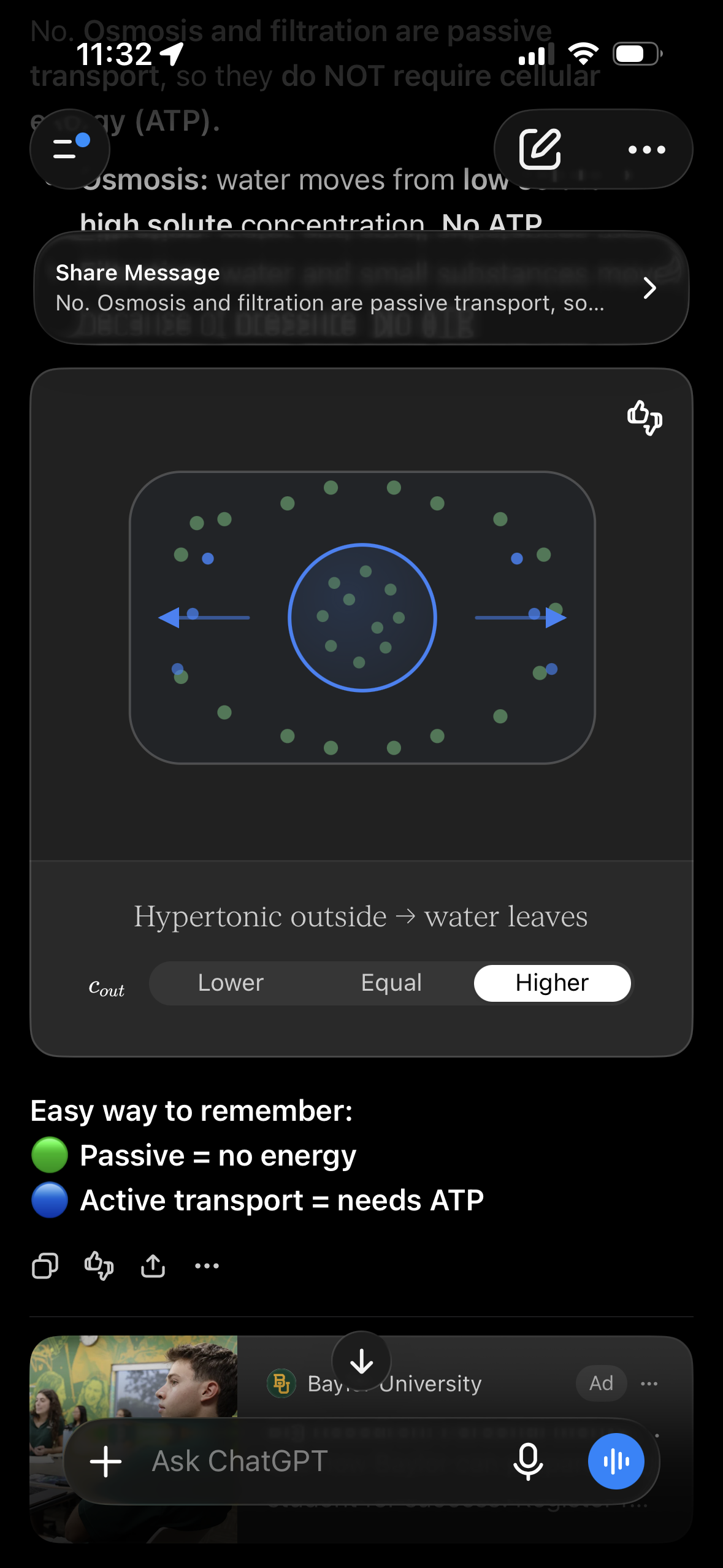 <p><span>Hypertonic outside → water leaves</span></p>