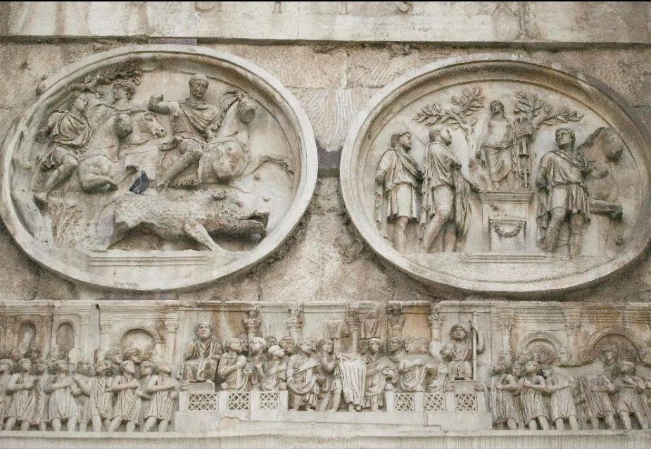 <p>Arch of Constantine, Rome, 312-315</p>