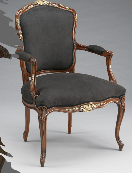 <p>- open armchair</p><p>- carved wood</p><p>- upholstered seat and back</p>