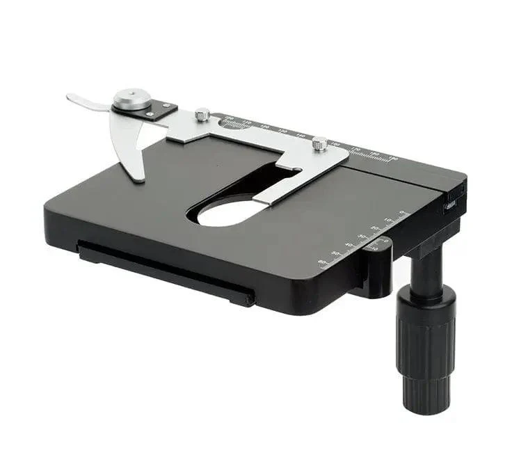 <p>The flat part where the slide sits, and it moves the slide around.</p>