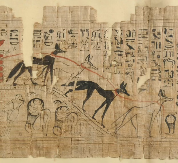 <p>Ancient Egyptian paper made by hammering strips of sedge plants together in layers</p>