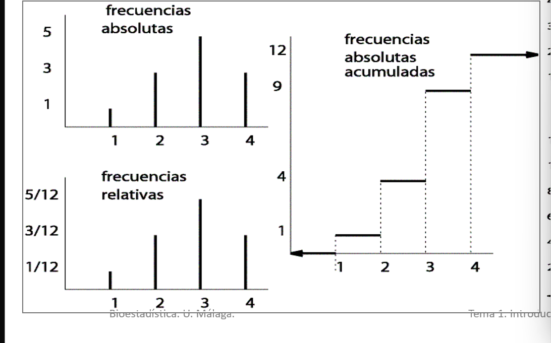 <p>Se realizan a partir de las frecuencias acumuladas. Indican, para cada valor de la variable, la cantidad de individuos que poseen un valor inferior o igual.</p>