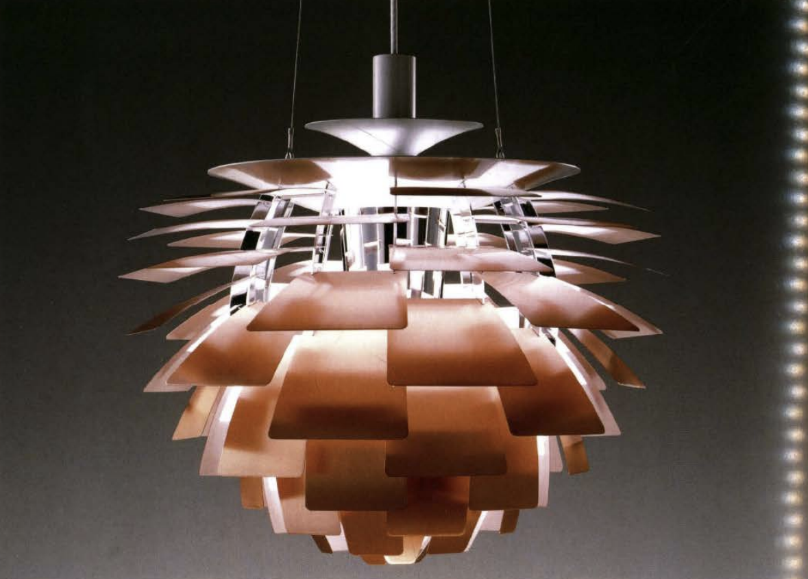 <p>-<span>Made of copper and steel (frame is steel) then brushed and coated</span></p><p style="text-align: left;"><span>-Fixture has 72 copper leaves, originally they were punch cut, now laser cut</span></p><p style="text-align: left;"><span>-Creates a nicely diffused light that is glare-free</span></p>