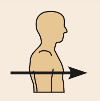 <p>toward or at the front of the body, in front of</p>