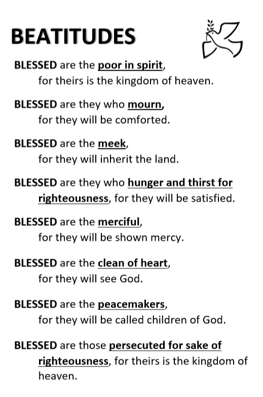 <p>Jesus preached the Beatitudes during the <strong>Sermon on the Mount in Galilee</strong>. The Beatitudes are teachings about how to live a blessed life in God’s kingdom.<br>Example 1: “Blessed are the poor in spirit” means those who are humble will receive God’s kingdom.<br>Example 2: “Blessed are the peacemakers” means those who create peace will be called children of God.</p>