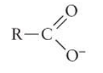 <p>Carboxyl group* (-COOH) - polar</p><p>*important to know - acts as an acid (tends to loose a proton in a solution to form pictured formula</p>