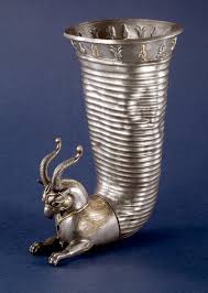 <p>Silver rhyton ending in a griffin (5th century BCE)</p>