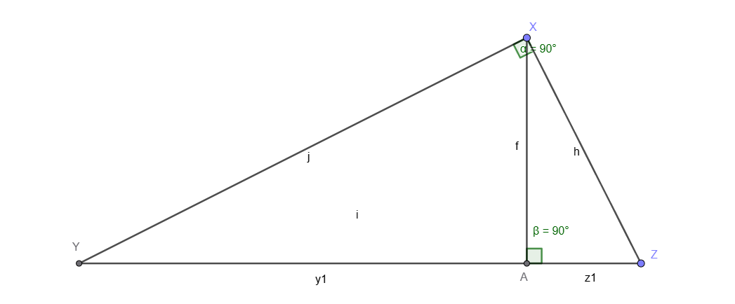 <p>[TRIANGLES] What is the reason for the statement: XZ<sup>2</sup> = (y1 + z1) . z1 ?</p>