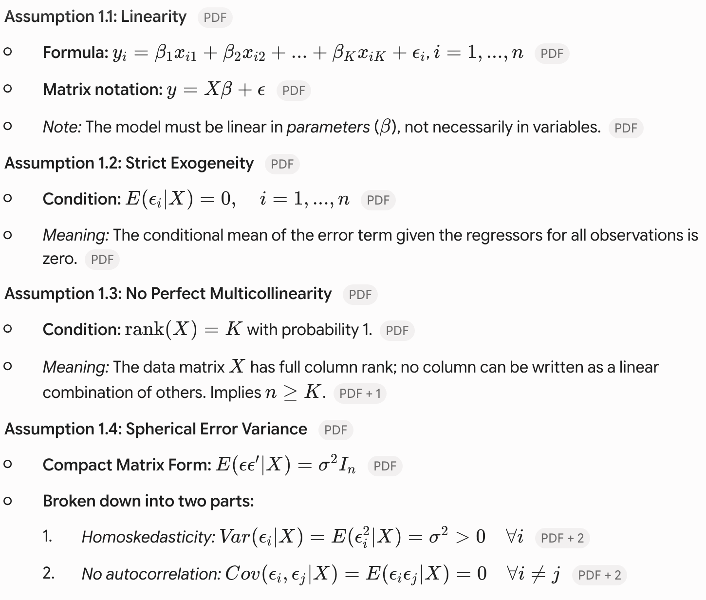 <p>Which violations are possible for which assumption? Why?</p>