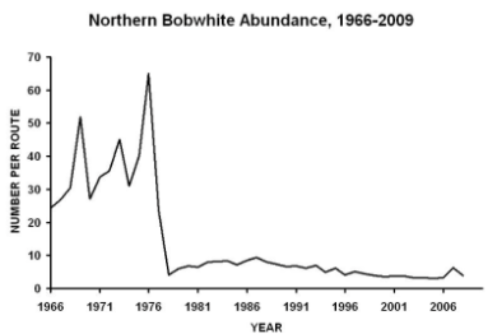 <p>What happened from 1976-1978 that led to such a big decline in Northern Bobwhite Quail populations?</p>