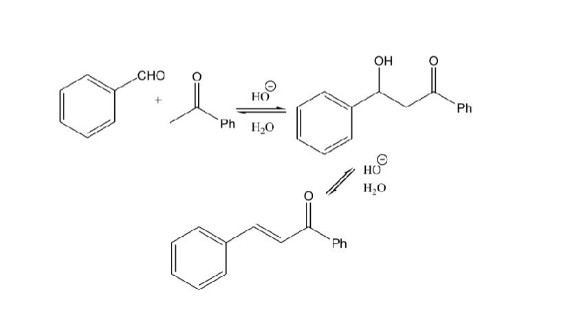 <p>-Dehydrated aldol products of benzaldehyde and acetophenone</p>