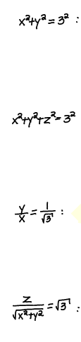 <p>name type of surface, express in cyl/sph coords with single var</p>