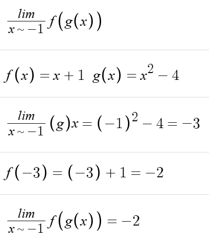 <ol><li><p>find the limit of the inner function</p></li><li><p>plug the value of the limit into the outer function</p></li></ol><p></p>