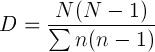 <p>N = total number of organisms of all species</p><p>n = total number of organisms of each species</p>