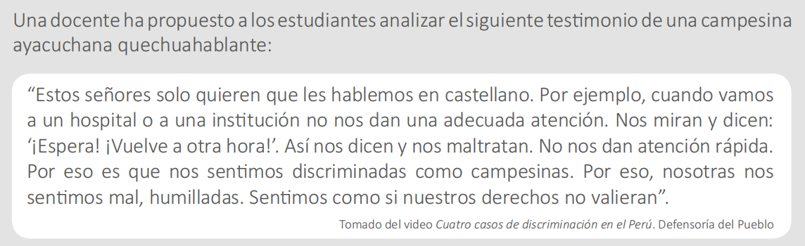 <p>24) <span style="font-family: Calibri;">La docente desea que los estudiantes inicien la problematización del asunto público evidenciado en el testimonio. <strong>¿Cuál de las siguientes acciones pedagógicas es <em>pertinente </em>para este propósito?</strong></span></p>