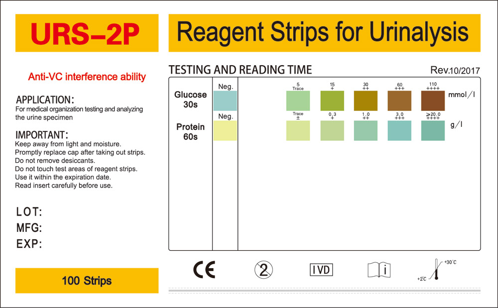 <ul><li><p><strong>glucose oxidation enzyme reaction</strong></p><ul><li><p><u>glucose oxidase</u> converts <u>glucose</u> to <u>gluconic acid</u> and <u>hydrogen peroxide</u>, producing a color change for measurement</p></li><li><p>color change ranges from blue to green to brown</p></li></ul></li></ul><p></p>