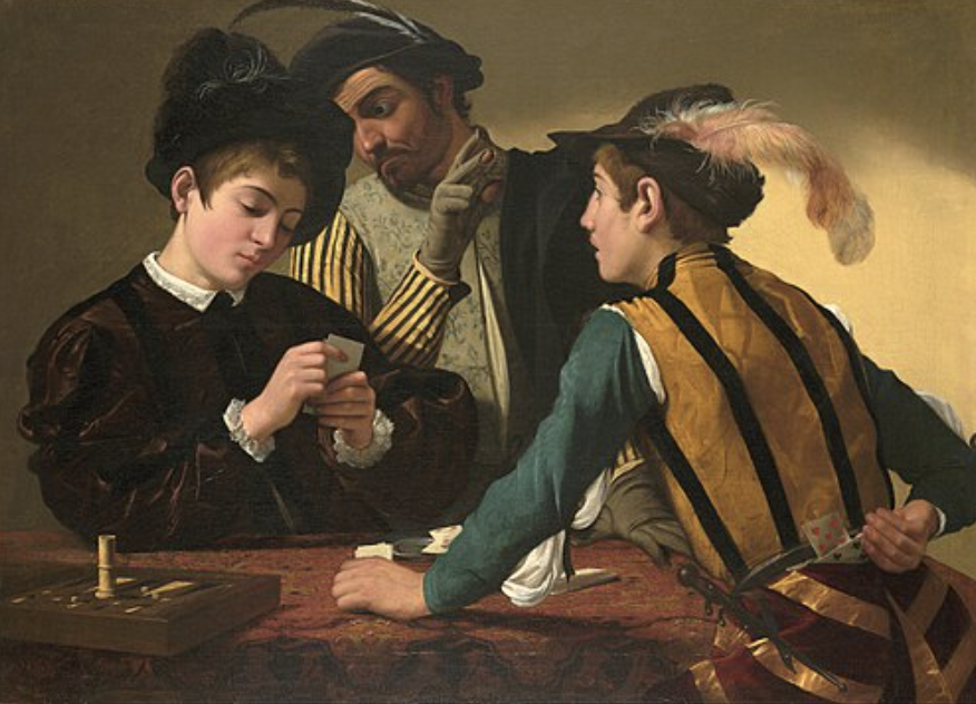 <p><span style="color: green;">The Cardsharps - Caravaggio</span></p>