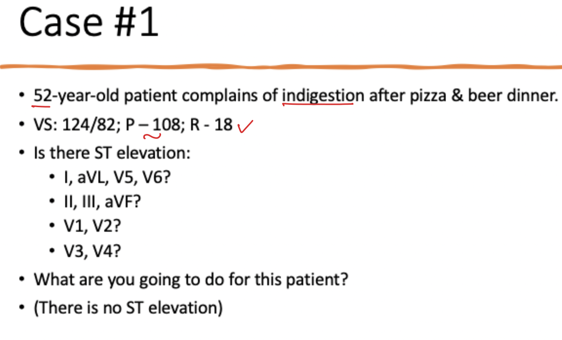 <p>In Case #1, why was a <strong>normal ECG not enough to rule out MI?</strong></p>