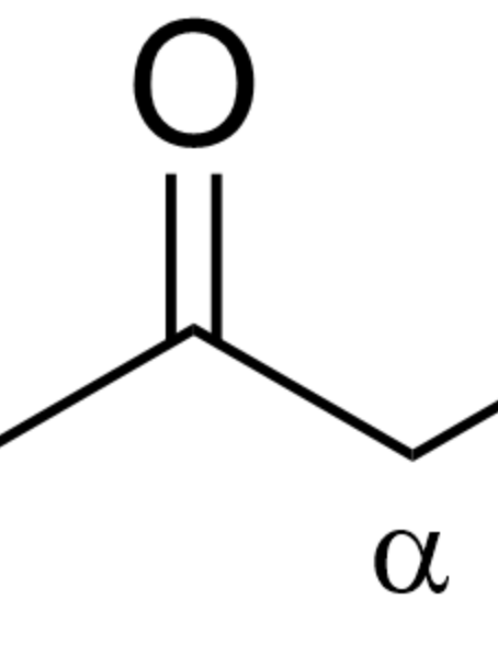 <p>Attacks Alpha C</p><p>Reacts with itself (dont go past ketone if chain)</p>
