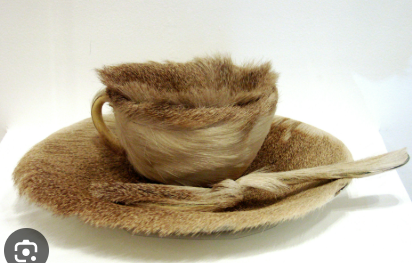 <p>Meret Oppenheim, Object (Luncheon in Fur), 1936 - Surrealism</p>