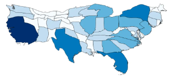 <p><strong>-<u>DISTORTS geographical shape</u> to show data (show size of specific data point or variable)</strong></p><p>-The larger the area, the larger the value</p>