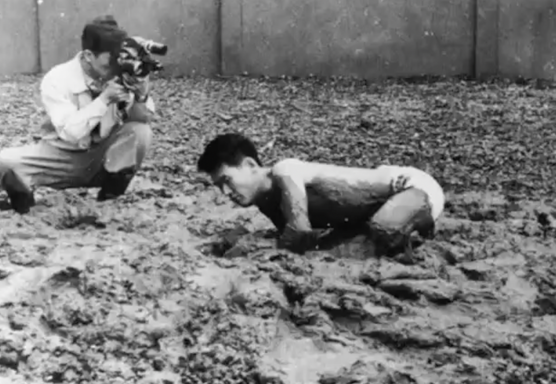 <ol start="1955"><li><p>Artist wrestles in mud using his body as medium; rejects traditional painting tools.</p></li></ol><p></p>