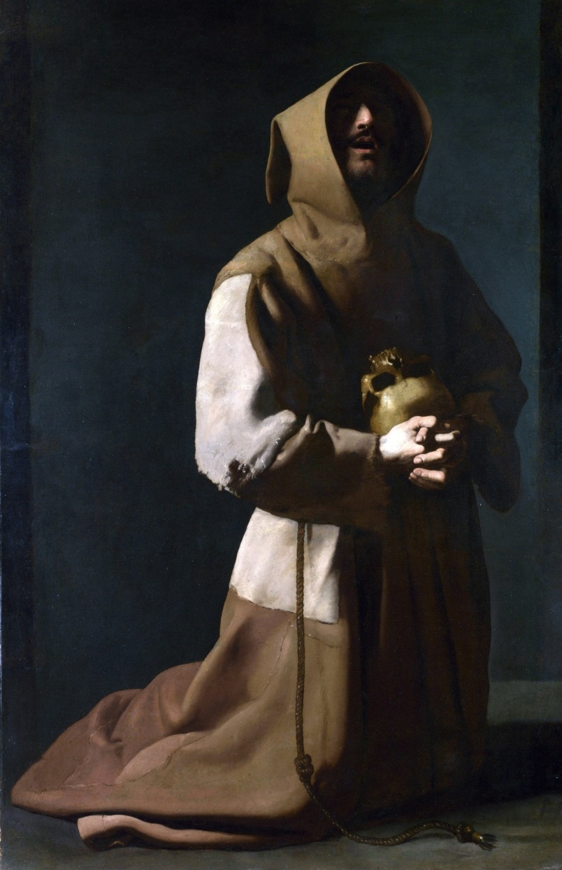 <p>A dramatic Baroque painting technique characterized by extreme contrasts of light and dark, where darkness is a dominating feature of the composition.</p><ul><li><p>Dark backgrounds = Tenebrism</p><ul><li><p>Big with Zurbarán</p></li></ul></li></ul><p></p><p>(Francisco Zurbarán, Saint Francis in Meditation)</p>