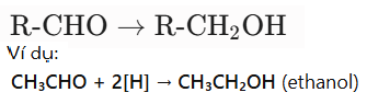 <p><strong>Điều kiện:</strong> NaBH₄ hoặc LiAlH₄<br><strong>Sản phẩm:</strong> <strong>Alcohol bậc 1</strong></p>