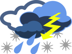 <p>unpleasantly cold, wet etc</p>
